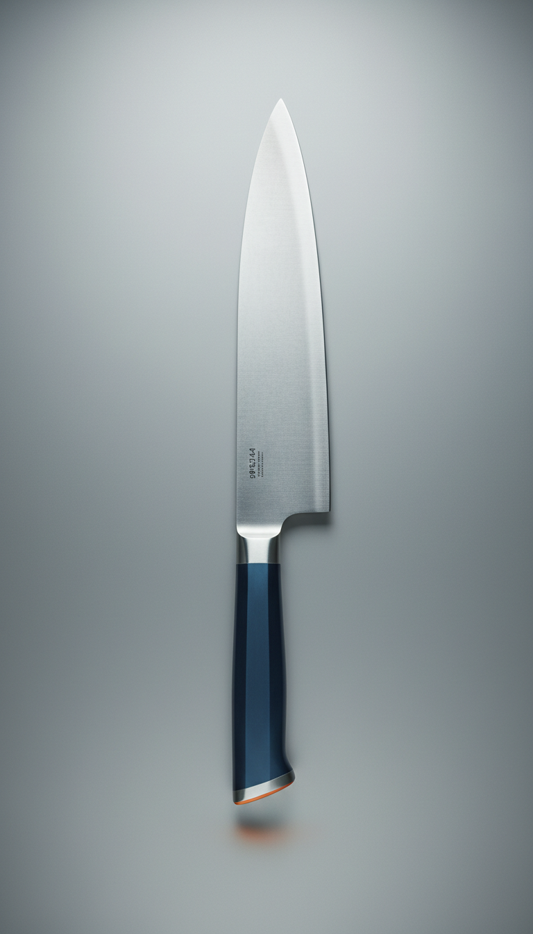Titanium chef’s knife with hollow-ground blade